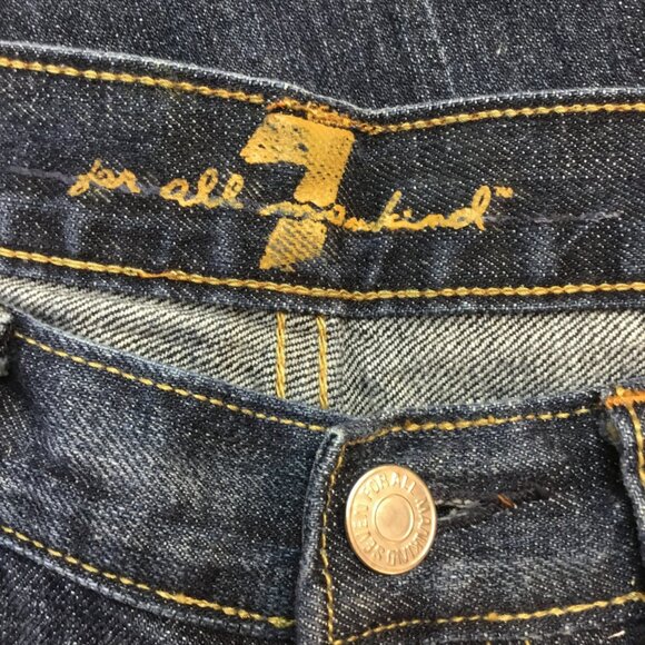 7 For All Mankind Womens 30 Flare Jeans Dark Wash 100% Cotton Made In USA - Picture 9 of 11